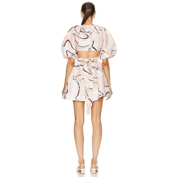 AJE Psychedelia Cut Out Mini Dress in Whimsical Dove 2 New Womens Cut out Party - Picture 2 of 16